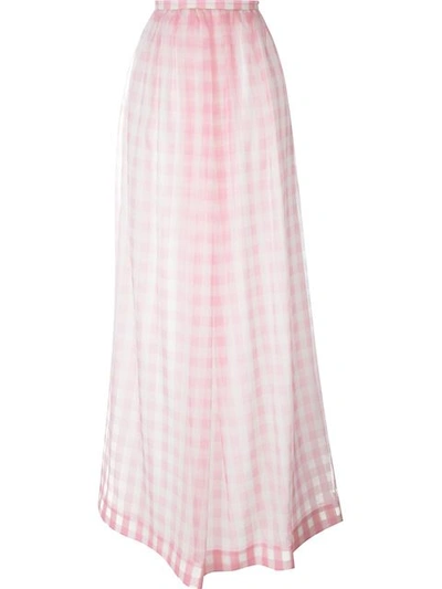 Rochas Gingham Silk-organza Skirt In Light/pastel Pink