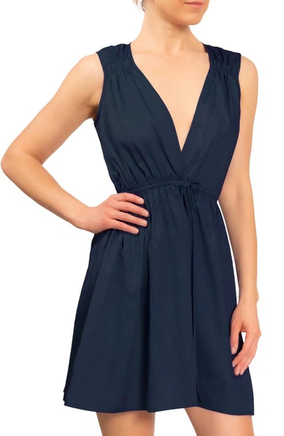 Shop Everyday Ritual Dawn Fit & Flare Cotton Nightgown In Inky Blue