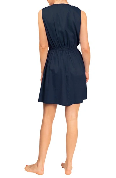 Everyday Ritual Dawn Fit & Flare Cotton Nightgown In Inky Blue