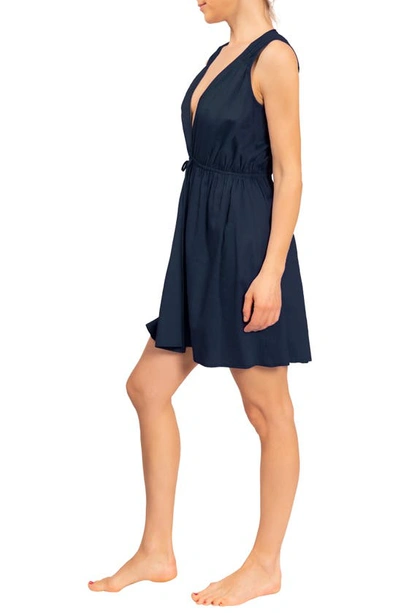 Everyday Ritual Dawn Fit & Flare Cotton Nightgown In Inky Blue