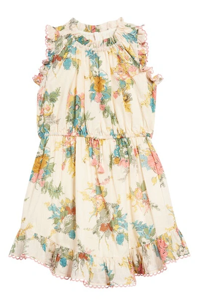 Shop Zimmermann Kids' Clover Honey Peony Floral Sleeveless Flip Dress