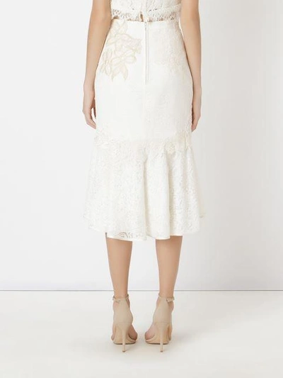 Shop Martha Medeiros Embroidered Lace Mix Midi Skirt In White