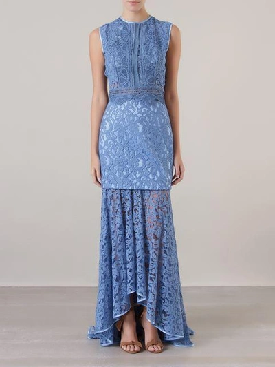 Shop Martha Medeiros 'marescot' Lace Maxi Skirt In Blue