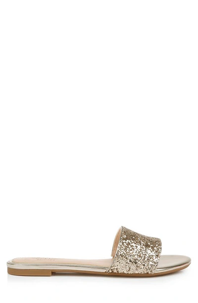 Jewel Badgley Mischka Dillian Glitter Slide Sandal In Gold Glitter