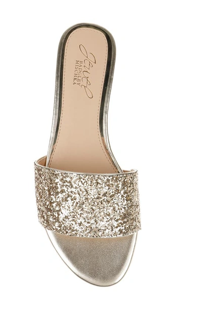 Jewel Badgley Mischka Dillian Glitter Slide Sandal In Gold Glitter