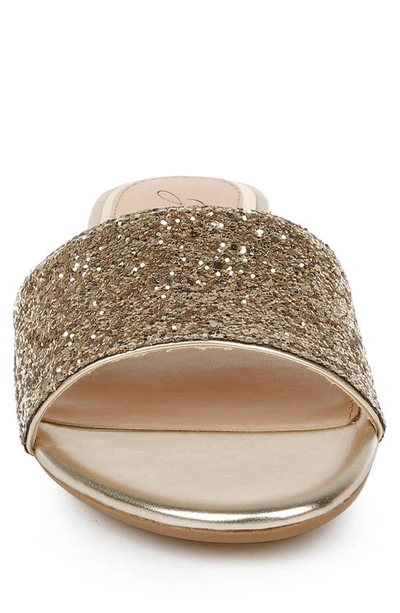 Jewel Badgley Mischka Dillian Glitter Slide Sandal In Gold Glitter