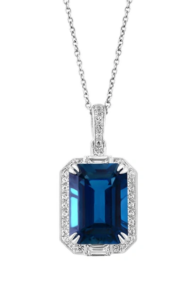 Shop Effy 14k White Gold London Blue Topaz & White Sapphire Pendant Necklace