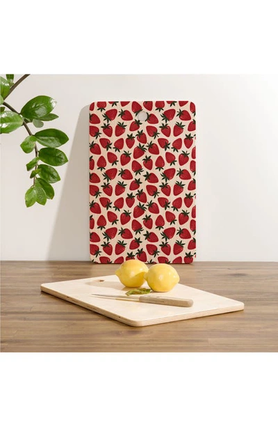 Deny Designs Avenie Spring Garden Strawberries Cutting Board In Multi