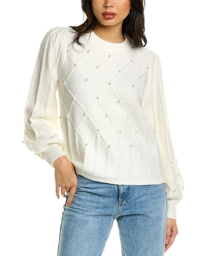 Shop Design History Shine Mock Neck Sweater In White