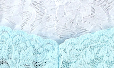 Shop Hanky Panky Bride 2-pack Original Rise Lace Thongs In Celeste/ White