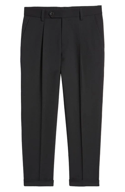 Shop Hugo Boss Perin Pleated Wool Blend Trousers In Black