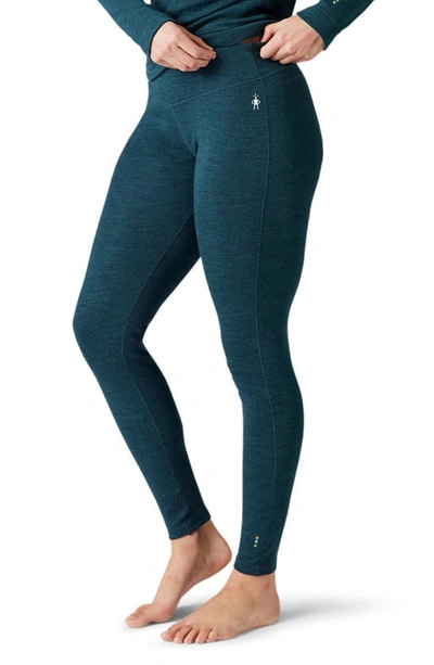 Shop Smartwool Classic Merino Wool Thermal Leggings In Twilight Blue Heather