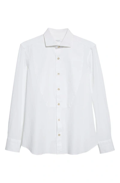 Shop Boglioli Bibbed Stretch Cotton Button-up Dress Shirt In White