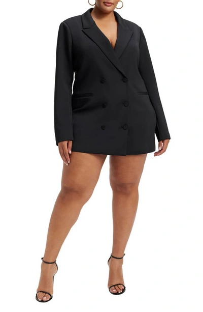 Shop Good American Executive Scuba Knit Blazer Dress In Black001