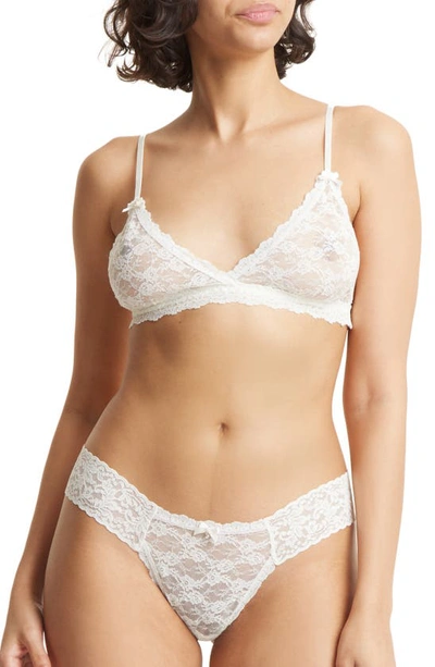 Shop Hanky Panky Wedding Night Bralette & Low Rise Lace Thong Set In Light Ivory