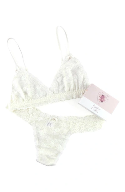 Shop Hanky Panky Wedding Night Bralette & Low Rise Lace Thong Set In Light Ivory