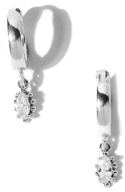 Shop Child Of Wild Sophia Drop Huggie Hoop Earrings In Silver