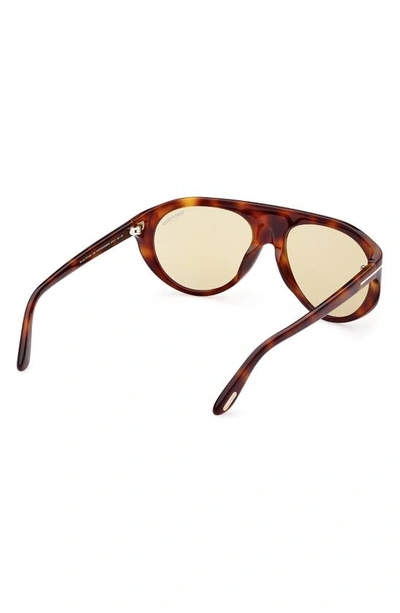 Shop Tom Ford Rex-02 57mm Aviator Sunglasses In Blonde Havana / Brown