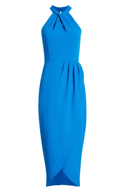 Shop Julia Jordan Knot Neck Halter Dress In Blue