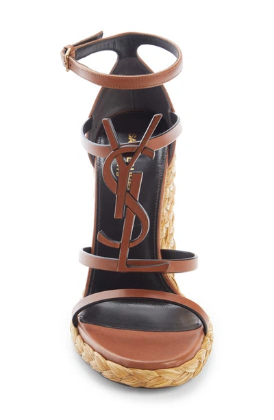 Saint Laurent Cassandra Wedge Espadrilles In Smooth Vegetable-tanned Leather In New Papaya