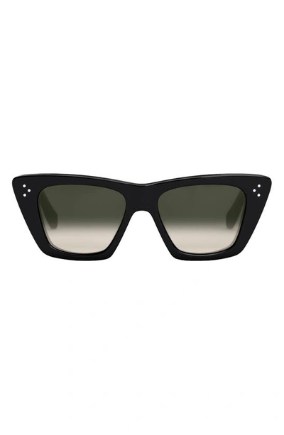 Shop Celine 51mm Cat Eye Sunglasses In Shiny Black / Gradient Brown