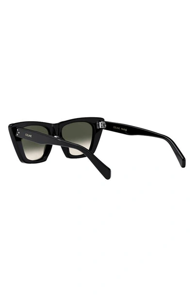 Shop Celine 51mm Cat Eye Sunglasses In Shiny Black / Gradient Brown