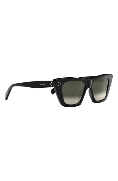 Shop Celine 51mm Cat Eye Sunglasses In Shiny Black / Gradient Brown