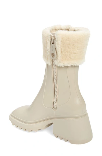 Shop Chloé Betty Rain Boot With Genuine Shearling Collar In Nomad Beige