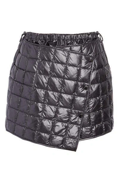 Shop Moncler Asymmetric Quilted Wrap Miniskirt In Black