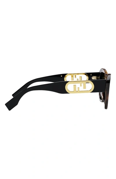 Shop Fendi The  O'lock 52mm Geometric Sunglasses In Blonde Havana / Smoke