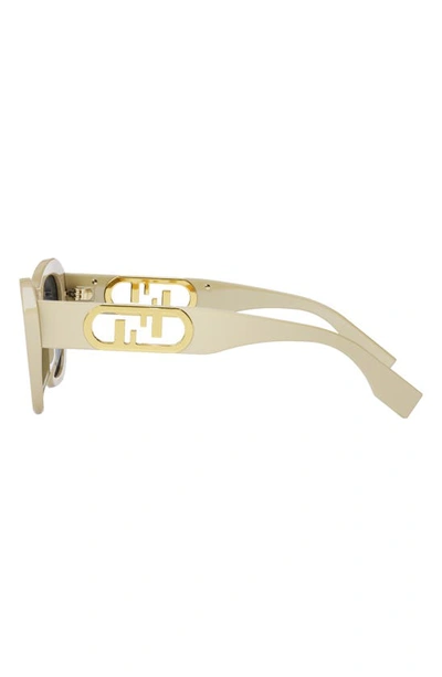 Shop Fendi The  O'lock 52mm Geometric Sunglasses In Ivory / Blue