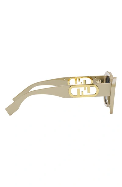 Shop Fendi The  O'lock 52mm Geometric Sunglasses In Ivory / Blue