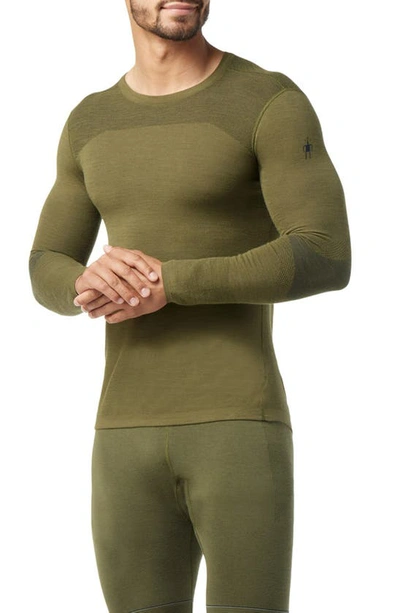 Shop Smartwool Intraknit™ Thermal Base Layer Long Sleeve Merino Wool Blend Top In Winter Moss