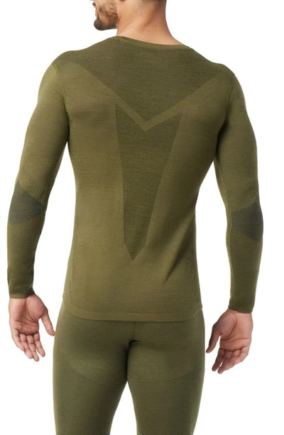 Shop Smartwool Intraknit™ Thermal Base Layer Long Sleeve Merino Wool Blend Top In Winter Moss