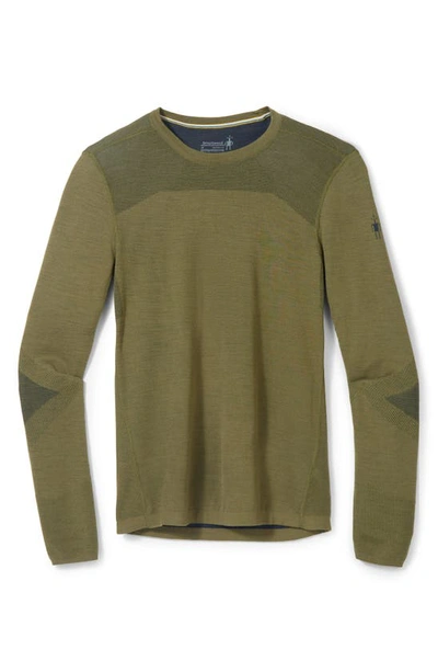 Shop Smartwool Intraknit™ Thermal Base Layer Long Sleeve Merino Wool Blend Top In Winter Moss