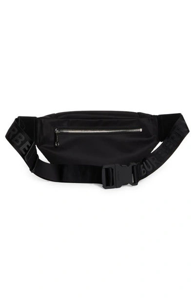 Shop Burberry Medium Sonny Logo Nylon Belt Bag In Black