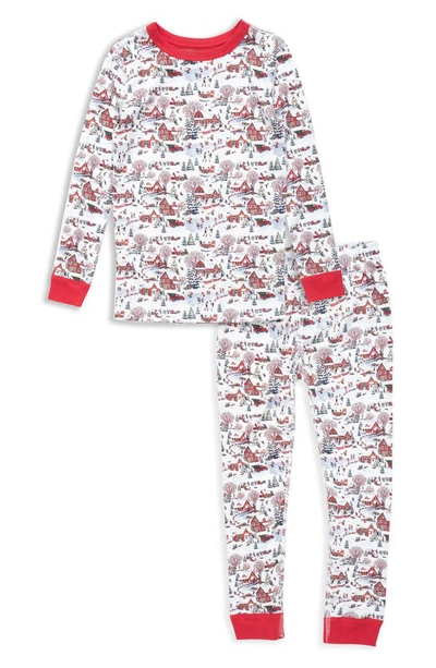 Shop Pajamas For Peace Kids' Winter Wonderland Fitted Two-piece Cotton Pajamas In White