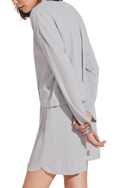 Eberjey Cozy Waffle Short Pajamas In Grey Stone