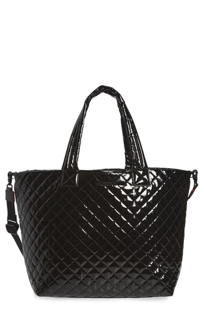 Shop Mz Wallace Deluxe Large Quilted Metro Tote In Black Lacquer