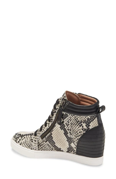 Linea Paolo Niya Wedge Sneaker In Cream Snake Print Leather