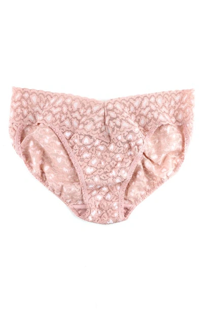 Shop Hanky Panky X-dye Leopard Print Lace Vikini In Desert Rose/ White