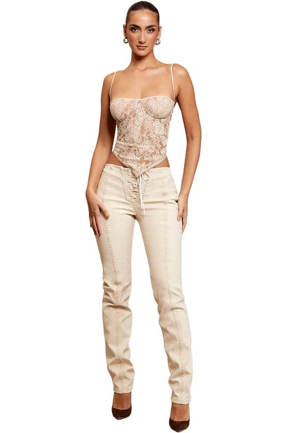 Shop House Of Cb Fernanda Semisheer Crop Lace Camisole In Cream