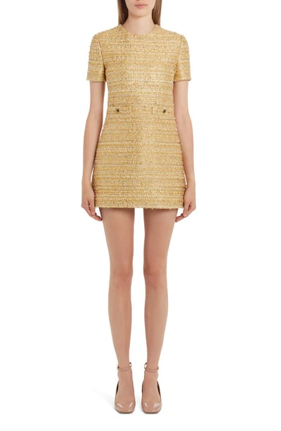 Shop Valentino Paillettes Metallic Tweed Minidress In L05-oro/ Multicolor