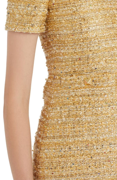 Shop Valentino Paillettes Metallic Tweed Minidress In L05-oro/ Multicolor