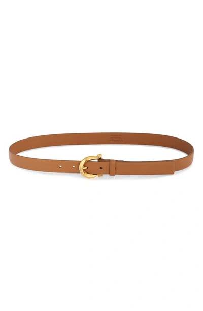 Shop Ferragamo Gancino Calfskin Leather Belt In Sella