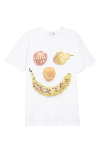 Shop Collina Strada Fruit Print Organic Cotton Graphic Tee In Banana Smiley