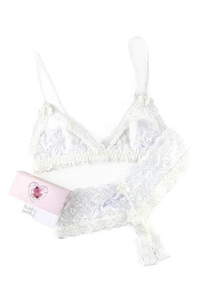 Shop Hanky Panky Honeymoon Lace Bra & Crotchless Thong Set In Light Ivory