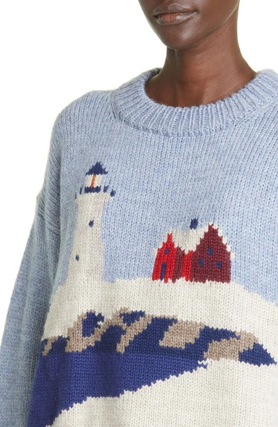 Shop Bode Highland Lighthouse Wool Crewneck Sweater In Multi