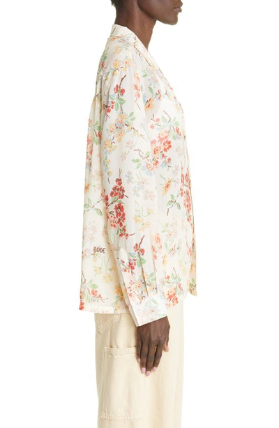 Shop Bode Flowering Crabapple Sheer Long Sleeve Silk Button-up Shirt In Multi