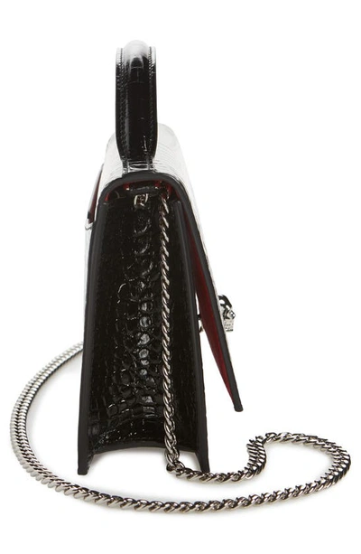 Alexander Mcqueen Medium Skull Croc Embossed Leather Top Handle Bag In 1000 Black